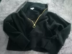 Better Together Cropped Sweater 1/2 Zip Oversize Neck Black Size Small Cozy - Picture 1 of 7