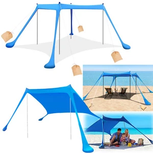 10x10FT Beach Tent Sun Shelter Pop Up SPF50+ Portable Shade Sun Sandbag Canopy - Picture 1 of 28