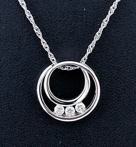 De Beers Forevermark 3 Diamond Pendant 14K 1.82G White Gold 10K Chain 20” 1.64G - Picture 1 of 18