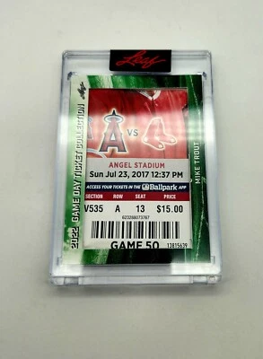 2022 Game Day Ticket Collection- Mike Trout Game 50 Leaf - Angels vs Red Sox - Image 1 of 2