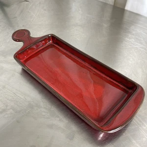 Vintage Red Glazed Serving Dish Tapas Meze Buffet Snacks Nibbles Party Food 30cm - Picture 1 of 5