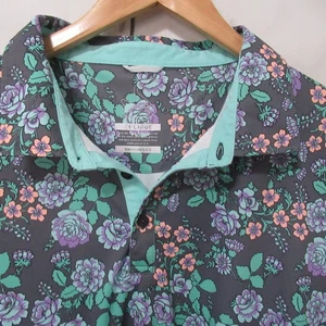 Swannies Golf Polo Shirt XL X Large Gray Floral Print Short Sleeve - Picture 1 of 6