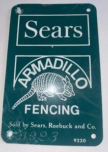 Vintage Sears Rehbock Gürteltier Fechten Blechschild - Bild 1 von 5