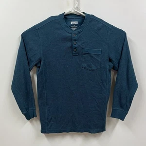 Duluth Shirt Mens Medium Thermal Blue Long Sleeve Henley Pocket - Picture 1 of 11