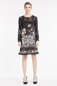 SAVE THE QUEEN KLEID ORIENTALISCHER PRINT TÜLL DETAIL LANGARM Gr. XS EXTRA SMALL - Bild 1 von 8