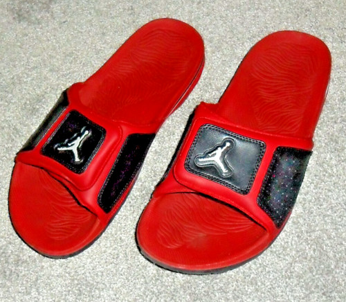 ? SANDALI VINTAGE EX USATI SLIDES NIKE AIR JORDAN HYDRO 2013 NERO ROSSO TAGLIA 12?