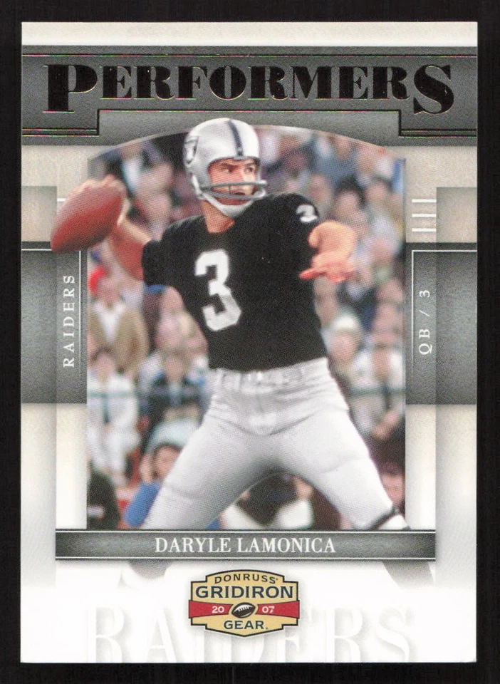 2007 Donruss Gridiron Gear Daryle Lamonica Performers Gold #/500 #P-14 Card - Image 1 of 2