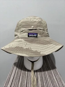 Patagonia Mens Camo Bucket Hat Lightweight Packable Green Army W/Hidden Storage! - Picture 1 of 5