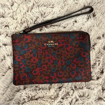 Coach Floral Patterned Corner Zip Wristlet - Image 1 of 4