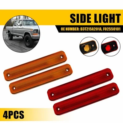Carcasas de luces de señalización LED rojas ámbar delanteras y traseras para Ford F100 F150 1973-79 Foto 1 de 4