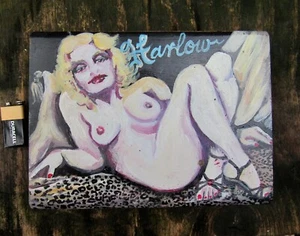 Original JEAN HARLOW CAJA DE RECUERDO PINTADA A MANO Película ARTE POPULAR DESNUDO Firmado NUEVO - Imagen 1 de 10