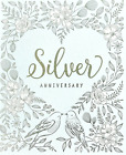 "Silver Anniversary" Love Birds Heart Card with Silver Foil & Glitter by Simson