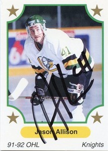 JASON ALLISON KNIGHTS AUTOGRAPH AUTO 91-92 7TH INNING SKETCH #381 *30602