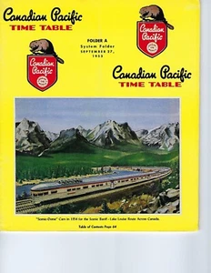 Railroad Timetable - Canadian Pacific - 27/09/53 - Scenic Dome Car cover - Picture 1 of 1