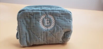 Pottery Barn бриллиант выстеганный бархат косметичка новый "E" пыльный синий макияж сумка - Изображение 1 из 4