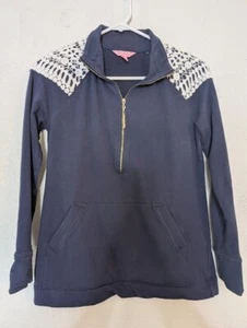 Lilly Pulitzer UPF 50+ Skipper Popover Womens Size XS Crochet Patch Navy Beach - Picture 1 of 6