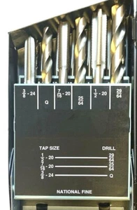 JUEGO DE 18 PIEZAS DE GRIFO Y TALADRO I-Q TALADRO #6-1/2 TAP SAE HILO FINO NUEVO EN ESTUCHE - Imagen 1 de 9