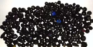 Black Crystal Cut Beads Mixed Shapes Sizes Vintage Victorian Mourning Lot Glass - Picture 1 of 3