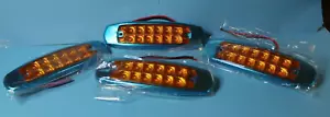 Lot 4 Chrome Bezel Marker Light Set Amber - Picture 1 of 10