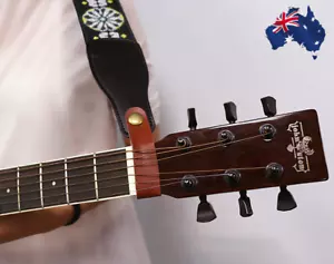Leather Guitar Neck Strap Secure Locking Button Hook Ukulele Bass Accessories AU - Picture 1 of 11