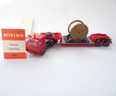 Magirus  m. Tieflader - Kabelrolle - Wiking 1:87 H0    in OVP # 0749 - Bild 1 von 2