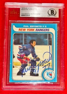 1979-80 O-Pee-Chee 220 Phil Esposito signierte Karte Beckett BAS Rangers Auto - Bild 1 von 2