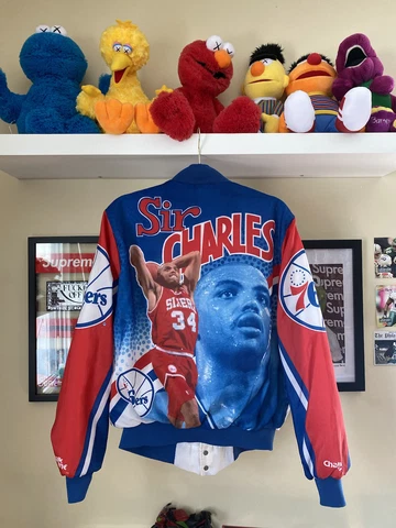 Vintage NBA 76ers Sixers Chalk Line Fanimation starter Sir Charles Barkley Jacke Cover