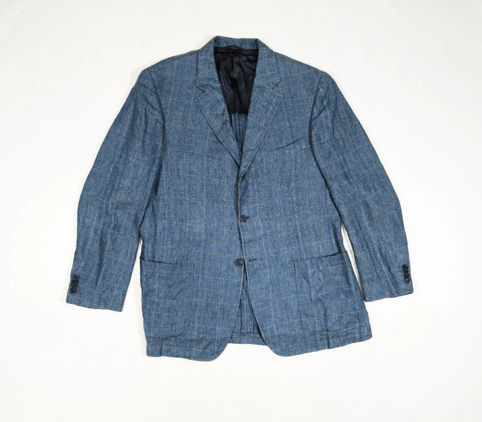 Michelangelo Napoli by Isaia Blue Linen Blazer Jacket Size 46R - Image 1 of 4