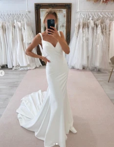 Mermaid Wedding Dresses Backless Chiffon Simple Beach Boho Spring Bridal Gowns - Picture 1 of 5