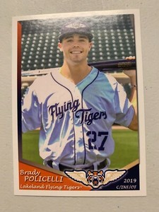 2019 Brady Policelli Card Lakeland Flying Tigers Team Card