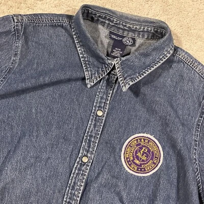 Винтажные джинсы Venezia жемчуг Snap рубашка женщин синий джинсовой ткани Prairie вид A & M нашивка - Изображение 1 из 4
