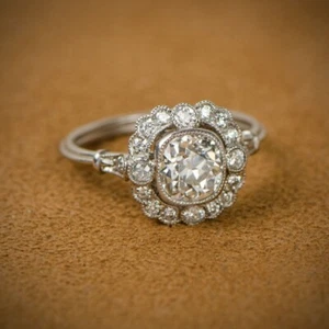 Art Deco 3.60 Ct White Diamond Antique Vintage Wedding Ring 925 Sterling Silver - Picture 1 of 3