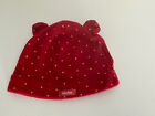 Baby Gap Girl 100% Cotton Red White Polka Dot Bear Ear  Hat 0-6M