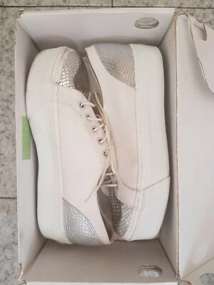 Superga 2790, CotleAnimalw, Platform Bianco-Argento, taglia 37, usate - Immagine 1 di 4
