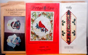 3 NEW Christmas Quilt Patterns-Cardinal-Patched Angel-Holly Table Runner #8 - Picture 1 of 3