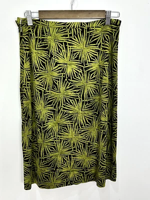 Diane von Furstenberg Skirt 8 Green Black Silk Palm Print Y2K Designer Mod Boho - Image 1 of 4