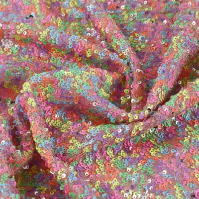 1 Yard Sparkly Glitter Sequin Fabric for DIY Sew Dress Clothing Wedding Trim Red - Image 1 of 4