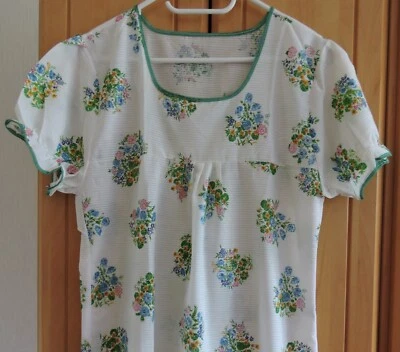 Damen Nachthemd lang  Gr. 38/40  weiß mit Blumenmuster - Bild 1 von 3