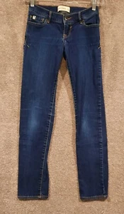 Abercrombie Kid's Girl's Pant's Solid Blue Fitted Cotton Pre-owned Jeans 12/25W - Picture 1 of 9