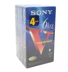 Sony T-120VF 4er-Pack Premiumqualität leere Medien VHS-Kassette EP 6 Stunden LP 4 Stunden NEU - Bild 1 von 2
