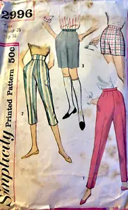 50er Jahre Vintage Bermuda Shorts, Caprihosen und Hosen Muster, 26 Inch Taille - Bild 1 von 1
