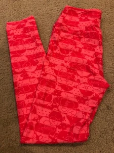 Lularoe OS Leggings One Size Love Teddy Bear Unicorn Pink Striped Baby Gender - Picture 1 of 2