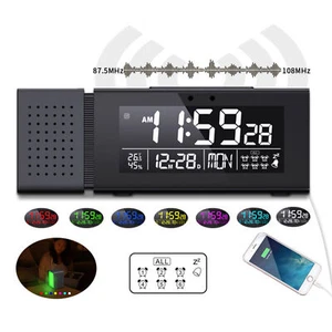LED Digital Alarm Clock FM Radio with Night Light Infrared Temperature Humidity - Picture 1 of 14
