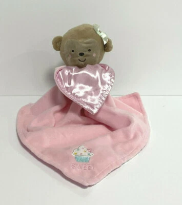 Pink Blanket Lovey Security Blanket Child of Mine by Carter's Monkey Rattle  - Image 1 of 4