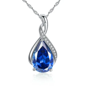 Collar de piedra de nacimiento simulado de plata esterlina azul zafiro septiembre regalo mujeres - Imagen 1 de 7