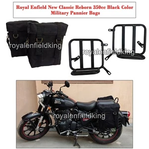 Fit For Royal Enfield Classic Reborn 350 Military Pannier Saddle Bag & Mounting - Picture 1 of 4