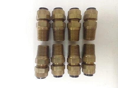 PARKER 68P-6-4 3/8" COMPRESSION TO 1/4" NPT BRASS ADAPTER FITTINGS (LOT OF 8) - Image 1 of 3