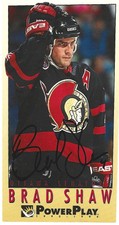 1993 Brad Shaw Ottawa Senators Signed 3x5 Fleer Power Play Trading Card