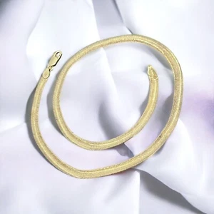 Danecraft Italy Sterling Silver 925 Vermeil Herringbone Necklace 18.25” 6mm - Picture 1 of 4