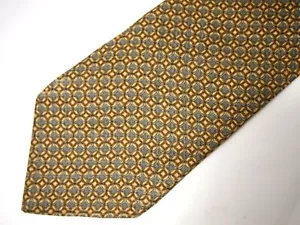 Vtg Fumagallis Studio Mens Necktie Tie Grey Gold Geometric Silk 58" Career - Picture 1 of 4